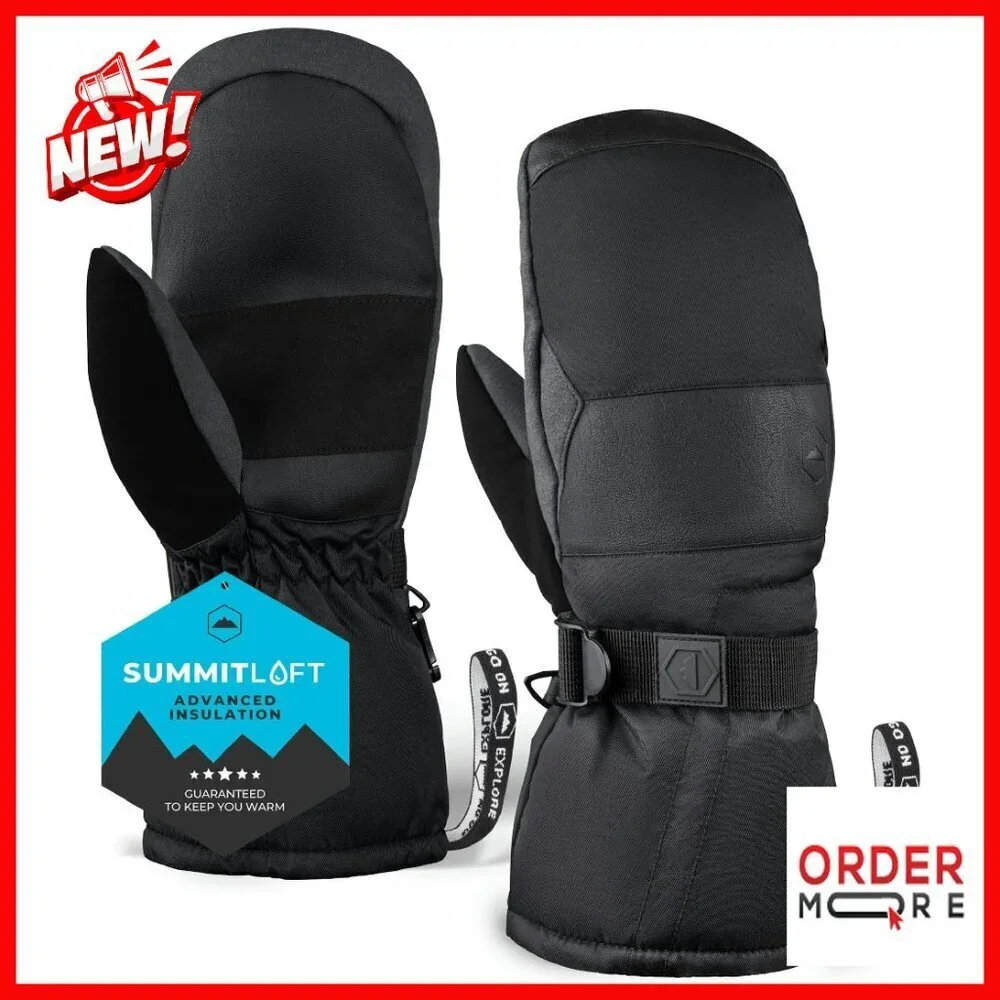 Waterproof Ski Mittens with Thermal Fleece Lining - Winter Gloves for Men &